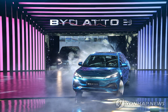 16일 인천 중구 상상플랫폼에서 'BYD 승용 브랜드 론칭 미디어 쇼케이스'가 열리고 있다. 연합뉴스